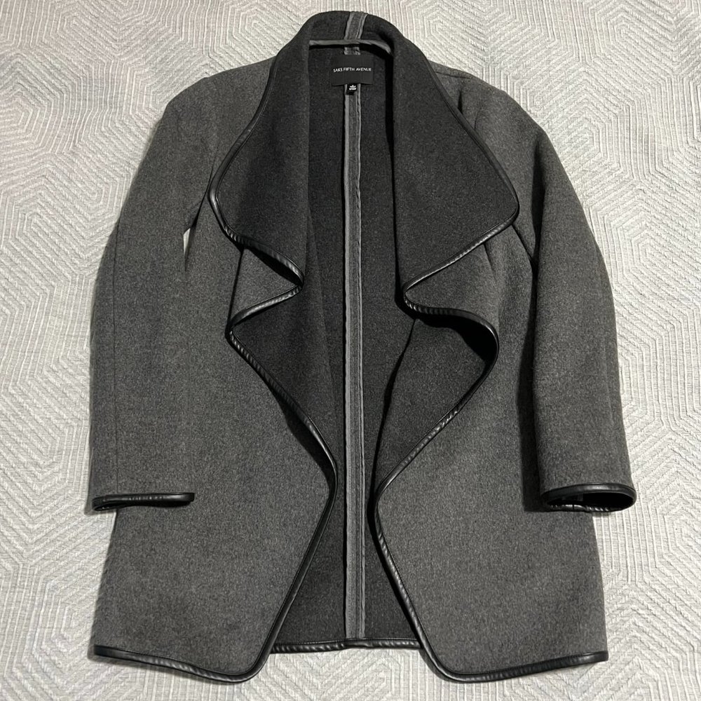 Saks Fifth Ave Charcoal Grey Wool Coat